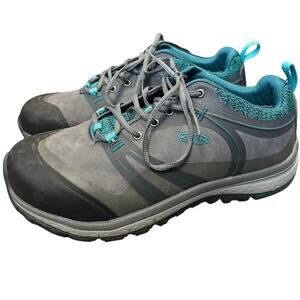 Keen Sedona Pulse Low Work Shoes Gray Teal Aluminum Toe Workwear Utility 8 Wide